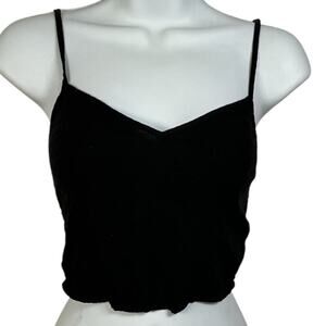 Hollister Size Small Black Crop Tank Top Adjustable Strap Smock Back  Layering